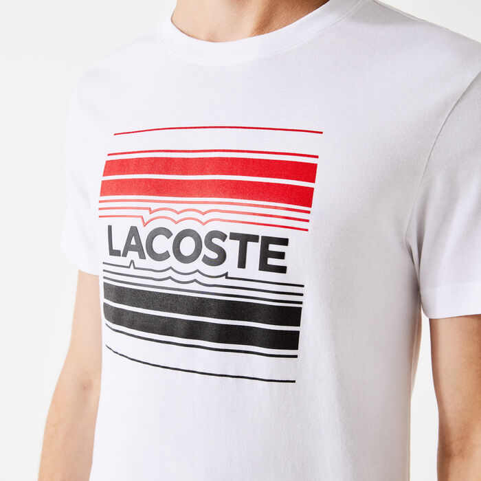 Lacoste Sport Stylized Logo Print Organic Cotton Men's T Shirts White | 937-MDWYVG