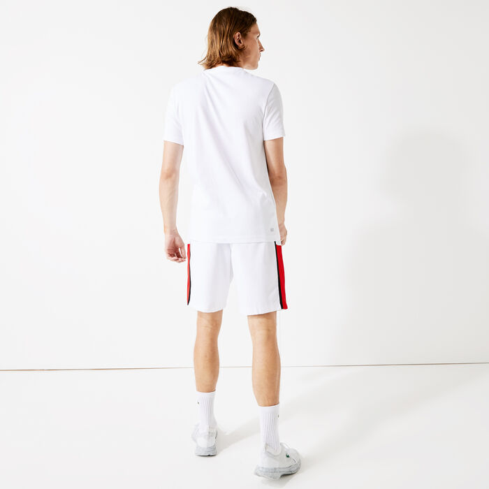 Lacoste Sport Stylized Logo Print Organic Cotton Men's T Shirts White | 937-MDWYVG