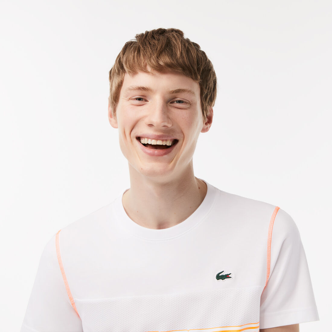 Lacoste Tennis X Daniil Medvedev Jersey Men's T Shirts White / Blue / Orange | 025-SMPEXV