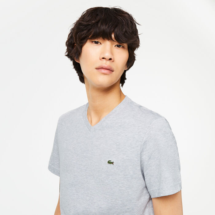 Lacoste V-neck Cotton Men's T Shirts Grey | 834-OHFQAD