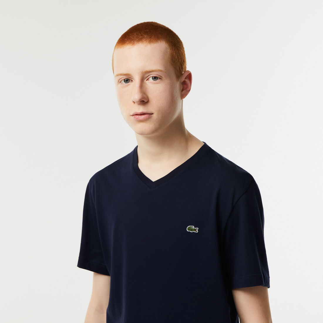 Lacoste V-neck Cotton Men's T Shirts Navy Blue | 150-LAQENM