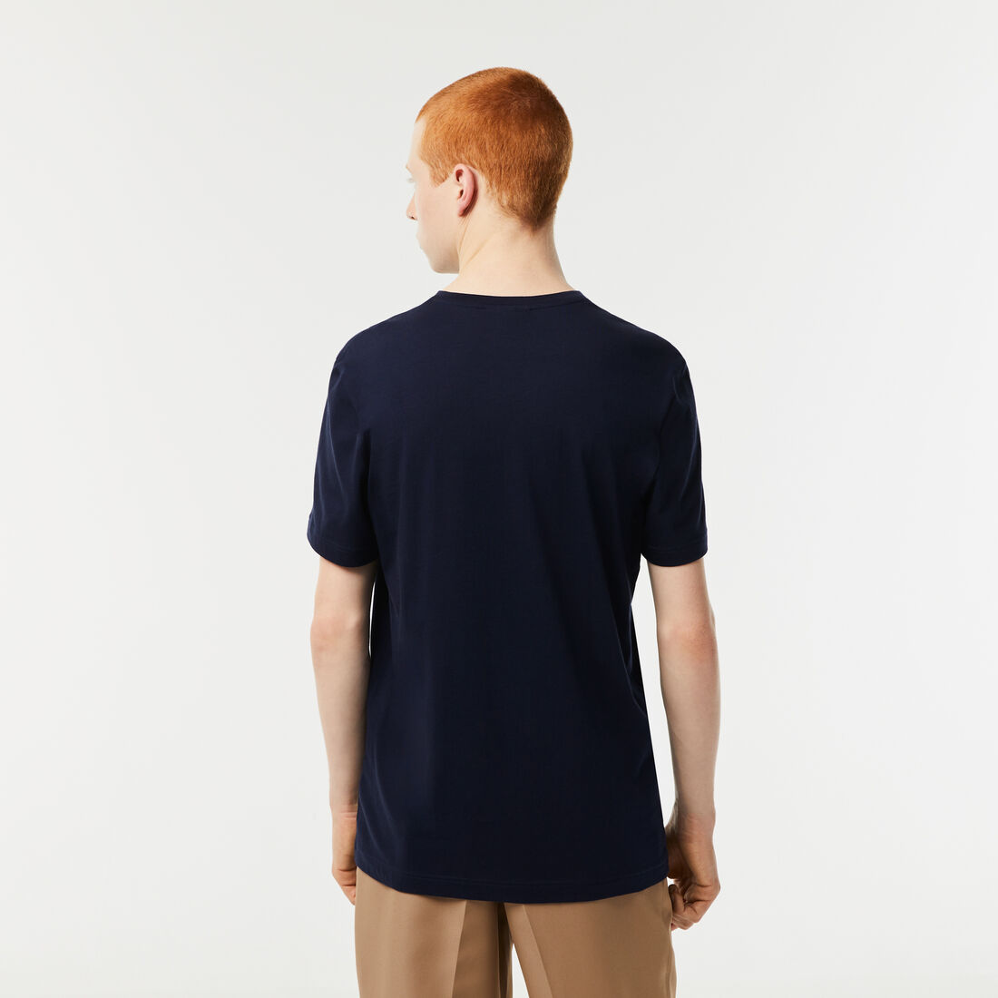 Lacoste V-neck Cotton Men's T Shirts Navy Blue | 150-LAQENM