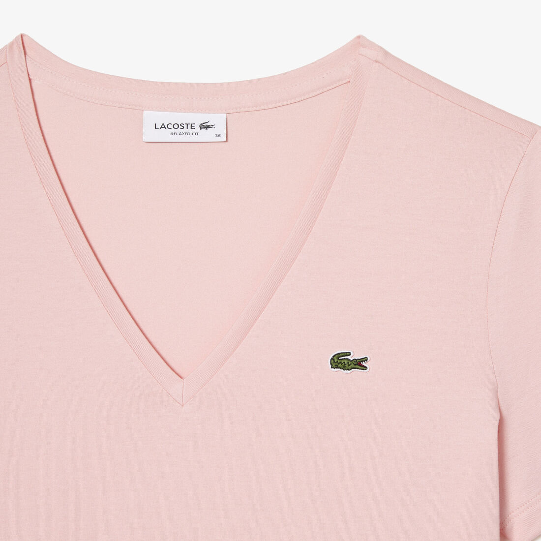 Lacoste V-neck Loose Fit Cotton Women's T Shirts Pink | 123-RXHZAS