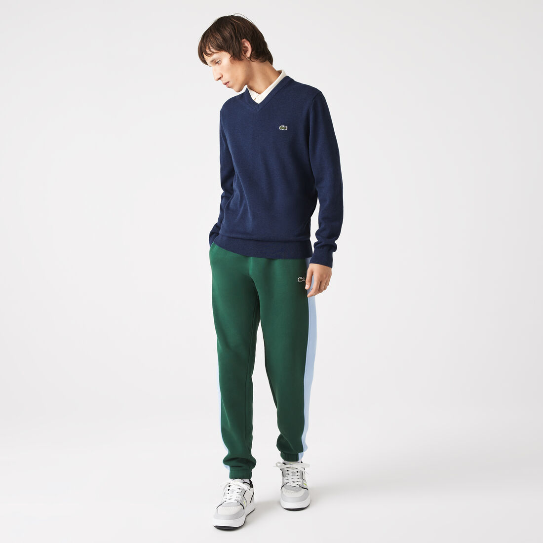 Lacoste V-neck Organic Cotton Men's Sweaters Blue | 201-BVECDM