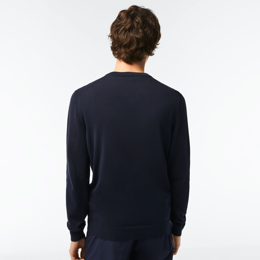 Lacoste V-neck Organic Cotton Men's Sweaters Navy Blue | 452-BJGRPV