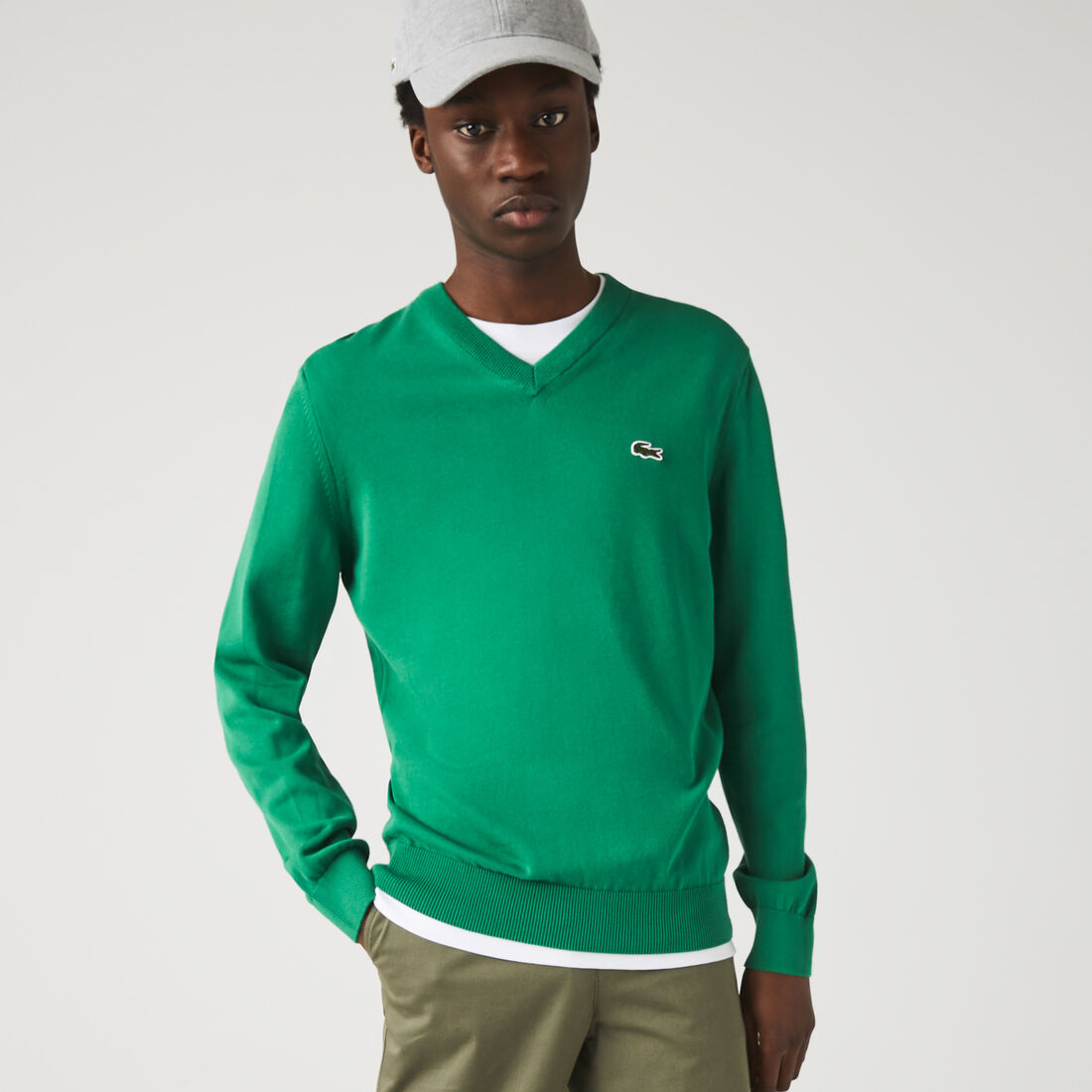 Lacoste V-neck Organic Cotton Men's Sweaters Green | 702-CPGVLE