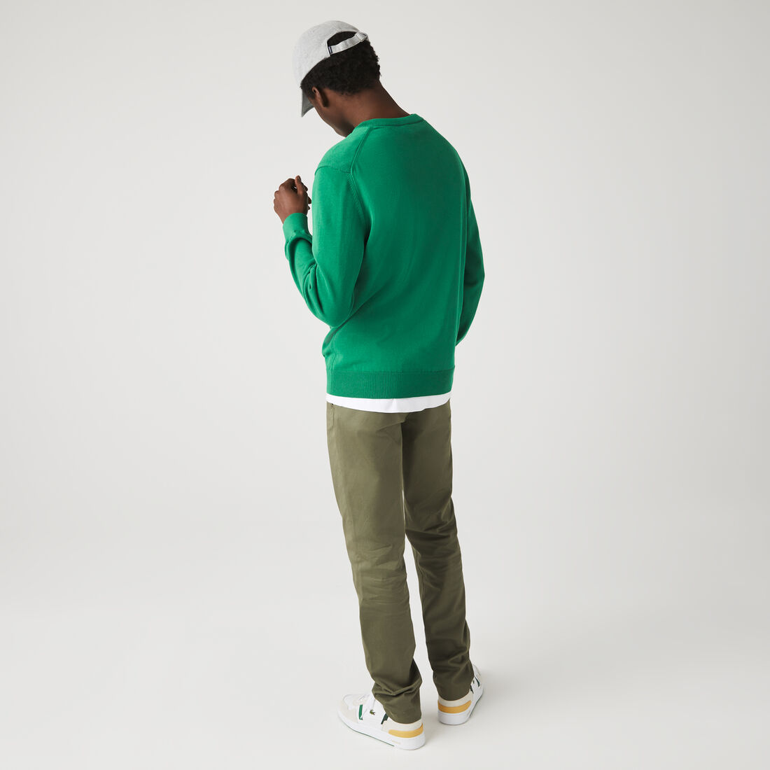 Lacoste V-neck Organic Cotton Men's Sweaters Green | 702-CPGVLE