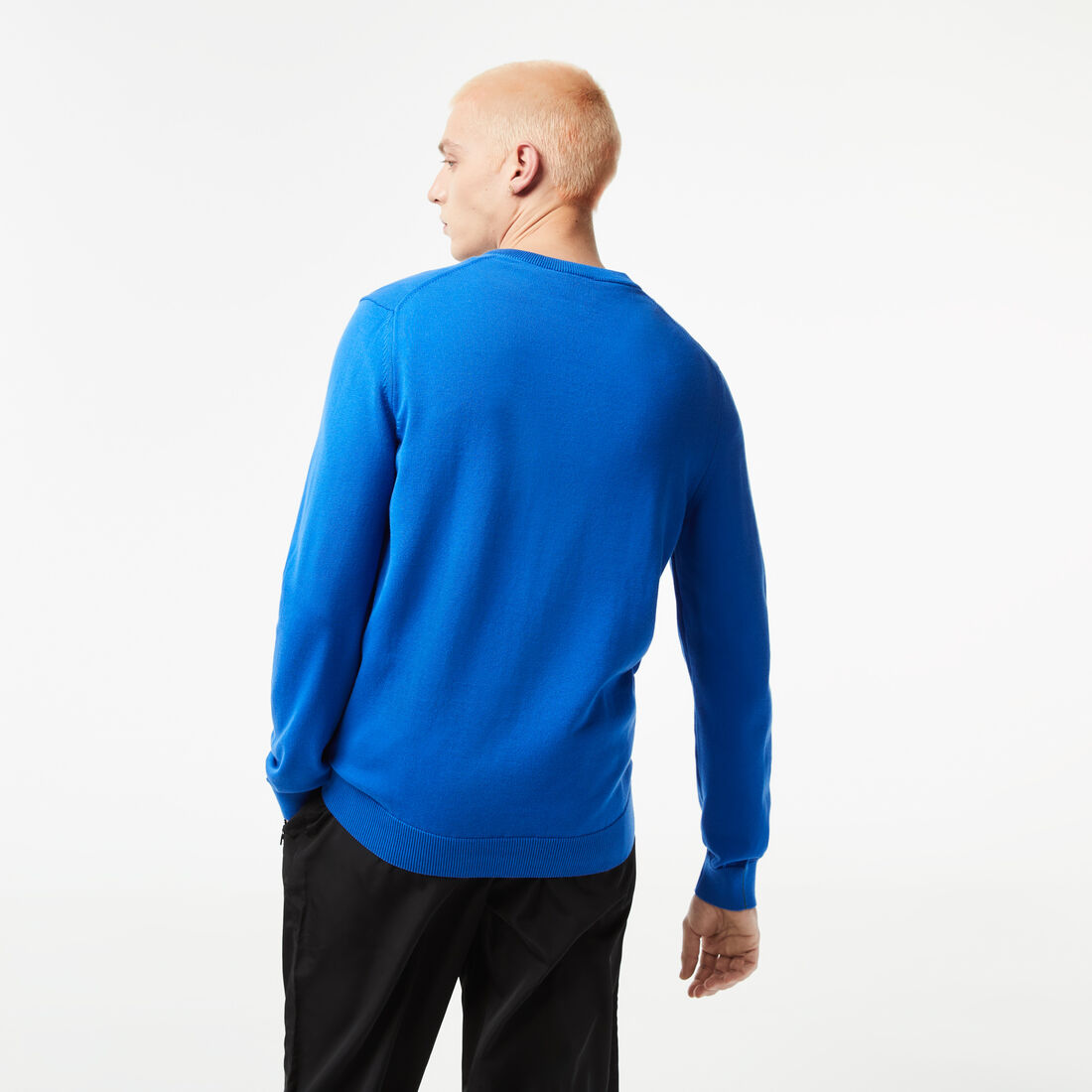 Lacoste V-neck Organic Cotton Men's Sweaters Blue | 716-EBJDCT