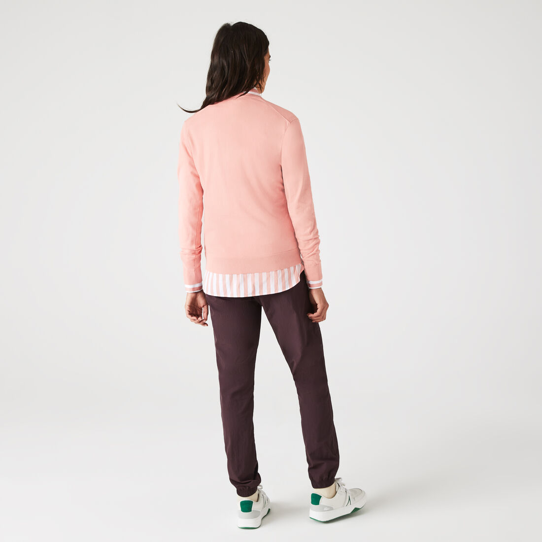 Lacoste V-neck Organic Cotton Women's Sweatshirts Pink | 068-KUIBFQ