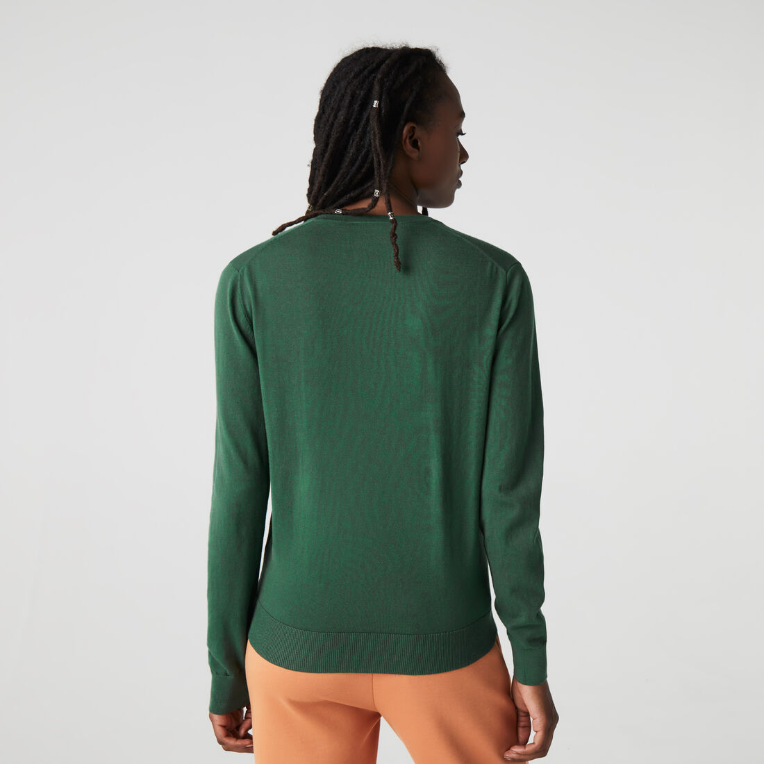 Lacoste V-neck Organic Cotton Women's Sweatshirts Green | 945-IFRMEB