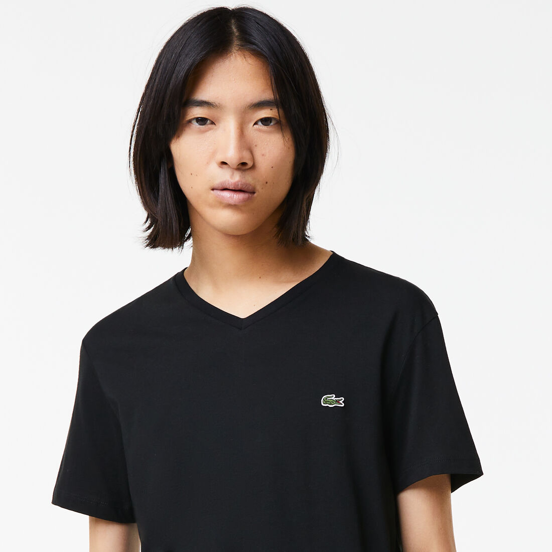 Lacoste V-neck Pima Cotton Jersey Men's T Shirts Black | 049-KDZQUI