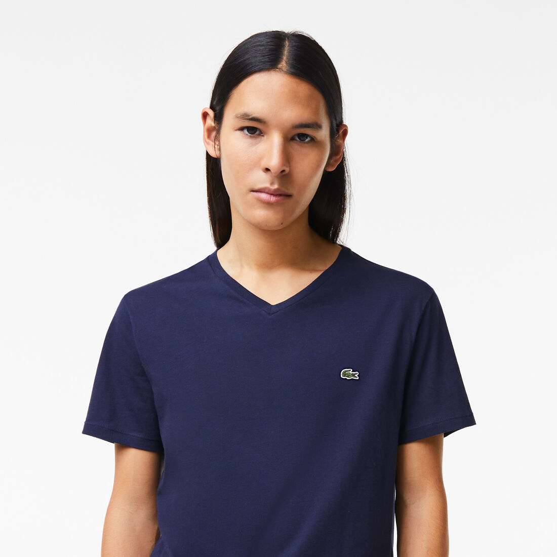 Lacoste V-neck Pima Cotton Jersey Men's T Shirts Navy Blue | 205-IKWXFS