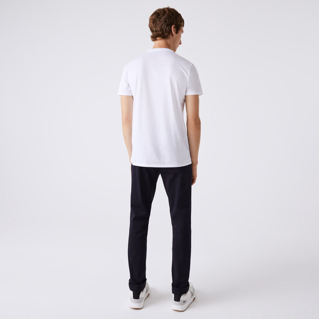 Lacoste V-neck Pima Cotton Jersey Men's T Shirts White | 307-CWURGO