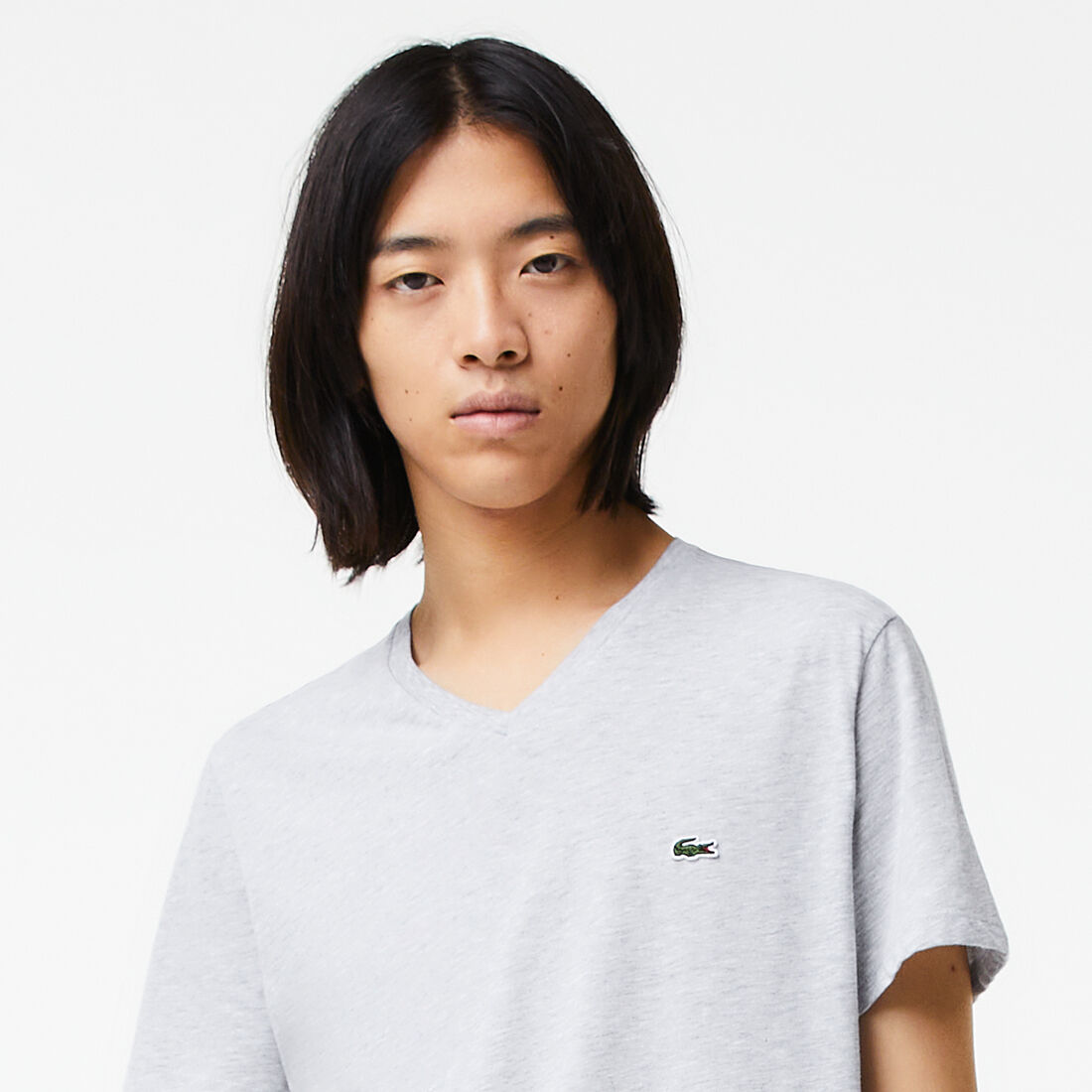 Lacoste V-neck Pima Cotton Jersey Men's T Shirts Grey | 714-WPGIOC