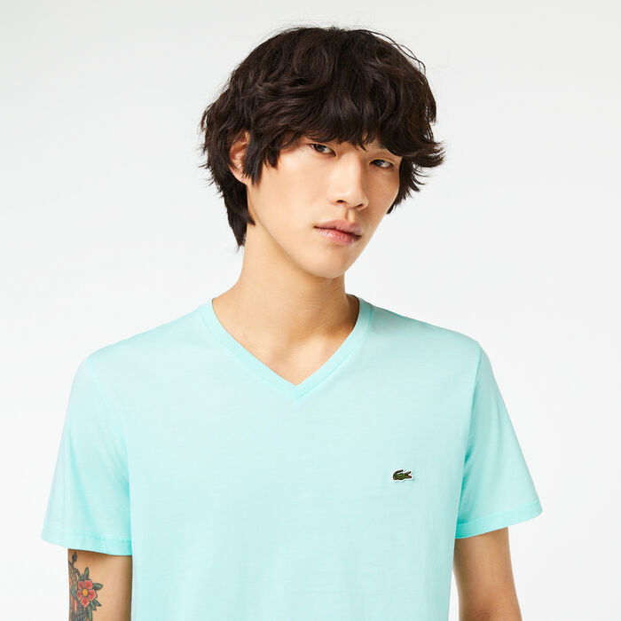 Lacoste V-neck Pima Cotton Jersey Men's T Shirts Light Green | 831-VUIXST