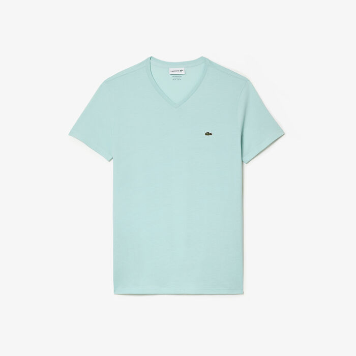 Lacoste V-neck Pima Cotton Jersey Men's T Shirts Light Green | 831-VUIXST