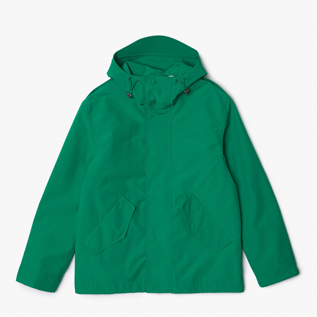 Lacoste Water-resistant Cotton Blend Short Hooded Men's Jackets Green | 630-FCUZHA