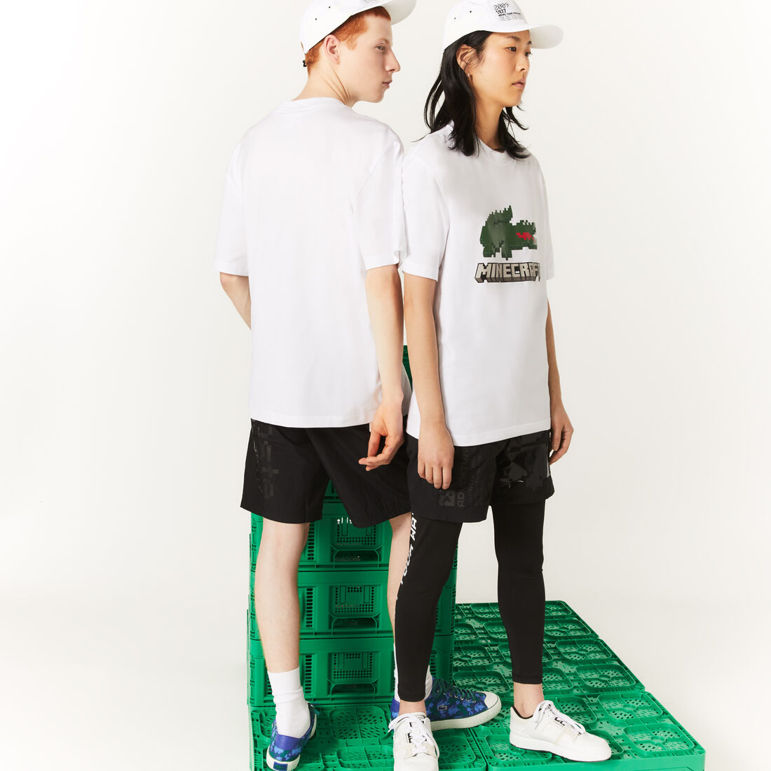 Lacoste X Minecraft Print Organic Cotton Men's T Shirts White | 582-UFTOPH