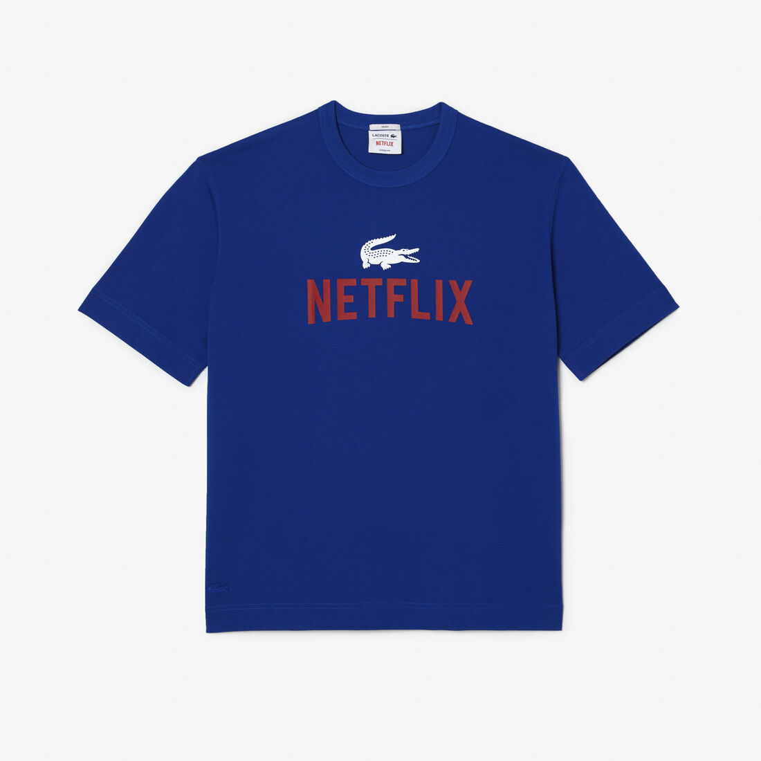 Lacoste X Netflix Loose Fit Organic Cotton Men's T Shirts Blue | 281-QTLHUS