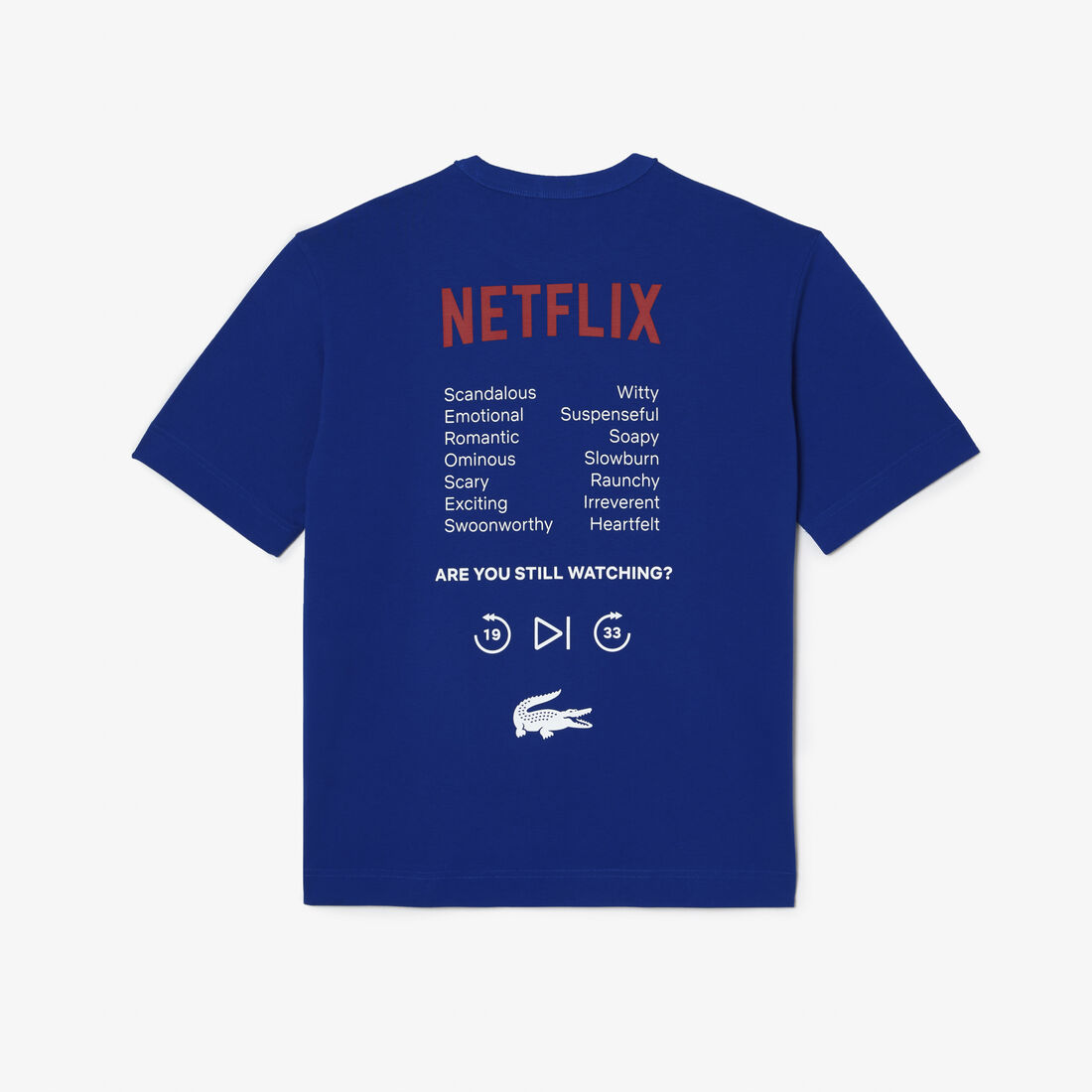 Lacoste X Netflix Loose Fit Organic Cotton Men's T Shirts Blue | 281-QTLHUS