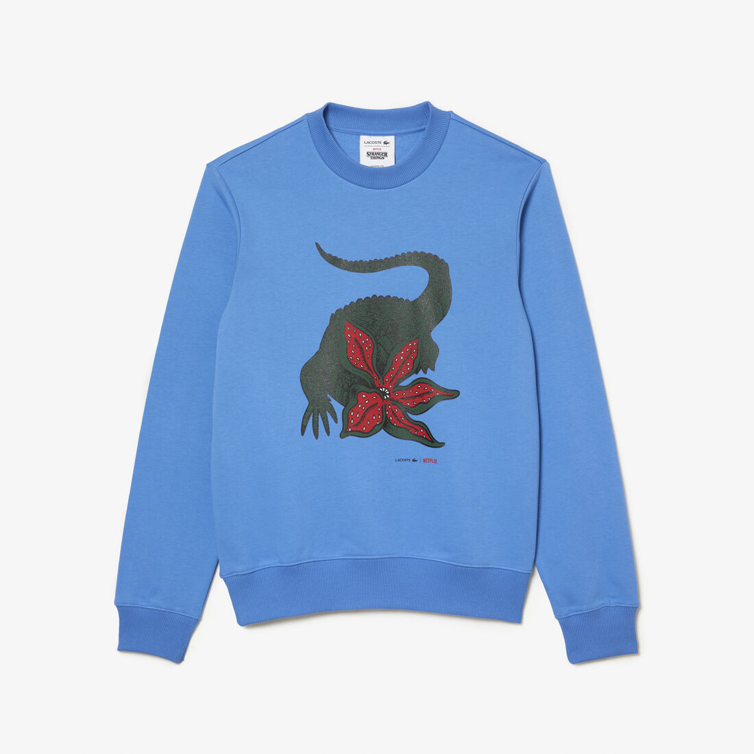 Lacoste X Netflix Organic Cotton Print Men's Sweatshirts Blue | 129-DTMEUS